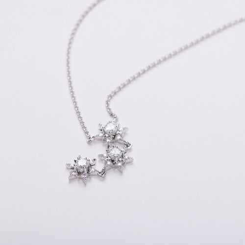 Falling Star Diamond Pendant Silver Necklace