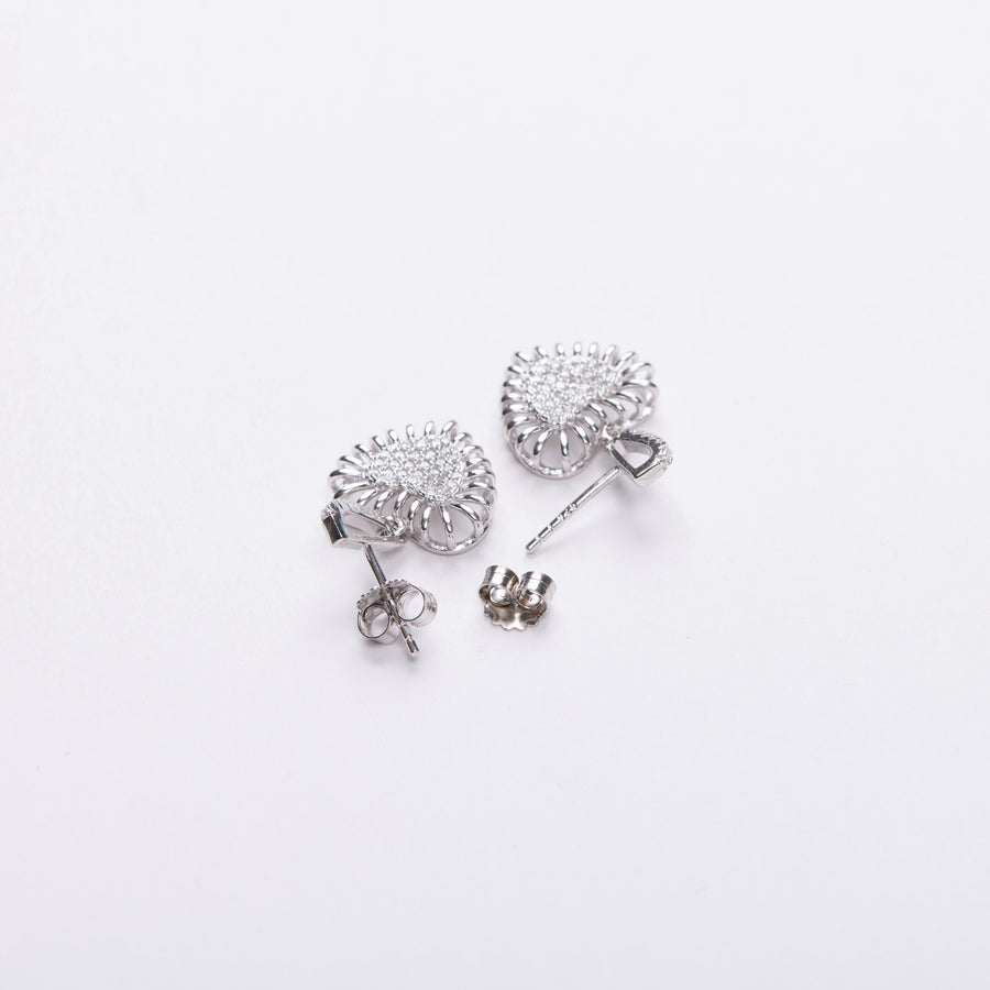 Hollow Pave Crystal Heart Earrings