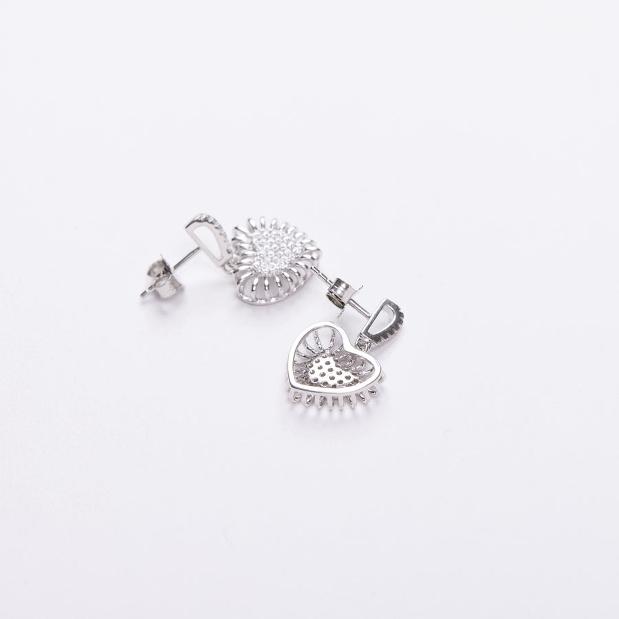 Hollow Pave Crystal Heart Earrings