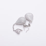 Pave Teardrop Crystal Silver Earrings