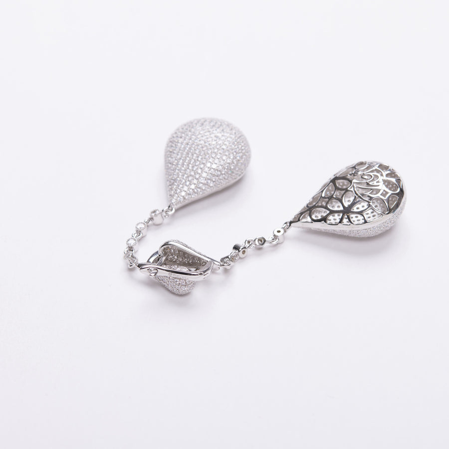 Pave Teardrop Crystal Silver Earrings