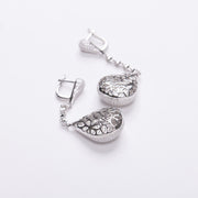 Pave Teardrop Crystal Silver Earrings