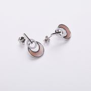 Sterling Silver Mother Of Pearl Pink Round Earrings