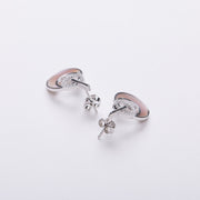 Sterling Silver Mother Of Pearl Pink Round Earrings