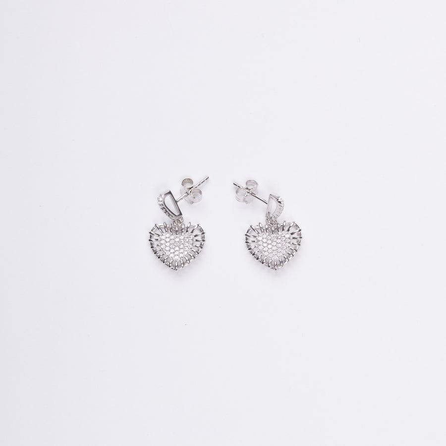 Hollow Pave Crystal Heart Earrings