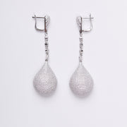 Pave Teardrop Crystal Silver Earrings