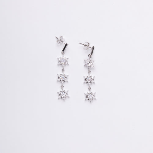 Falling Star Diamond Pendant Silver Earrings