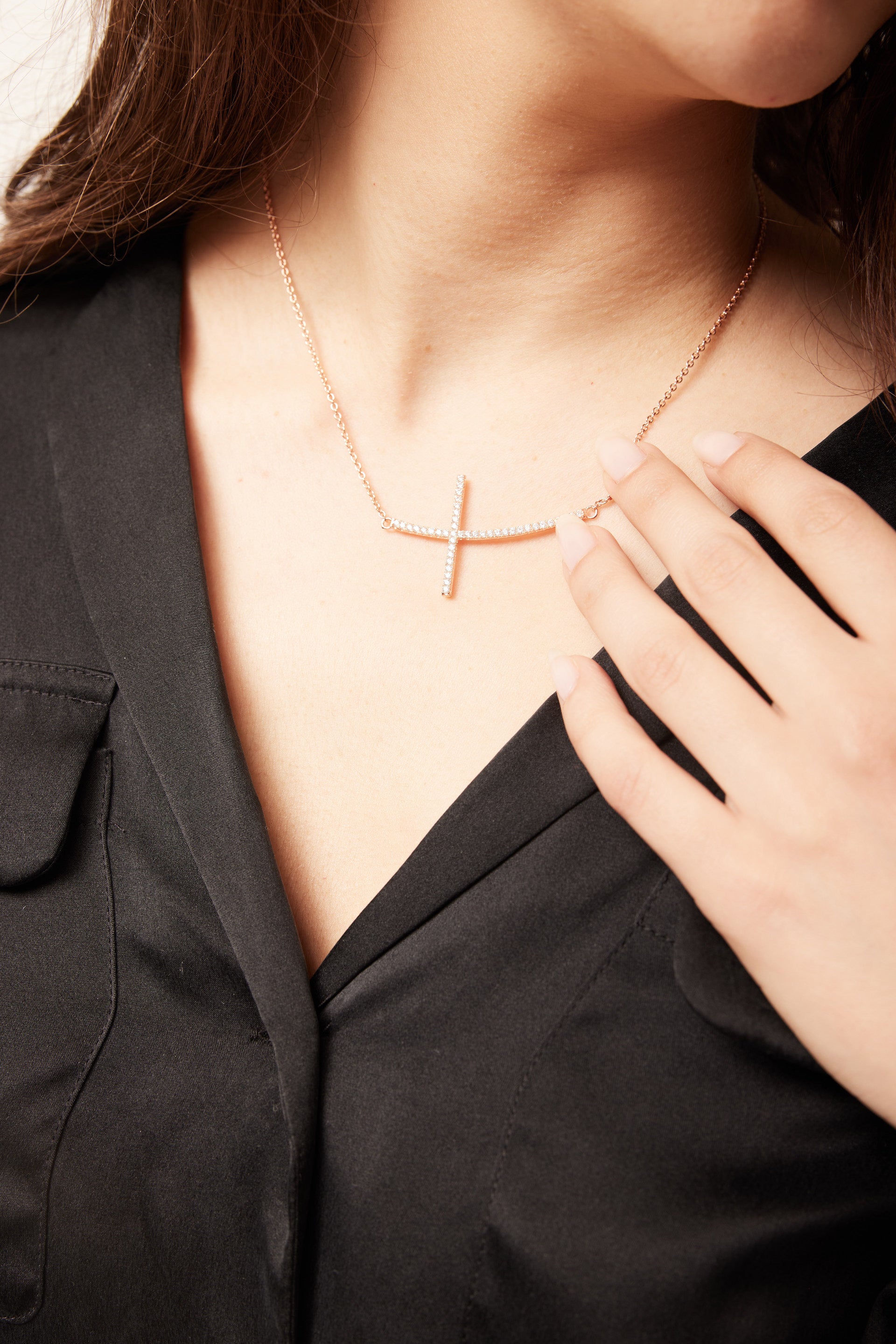 Side Cross Gold Necklace