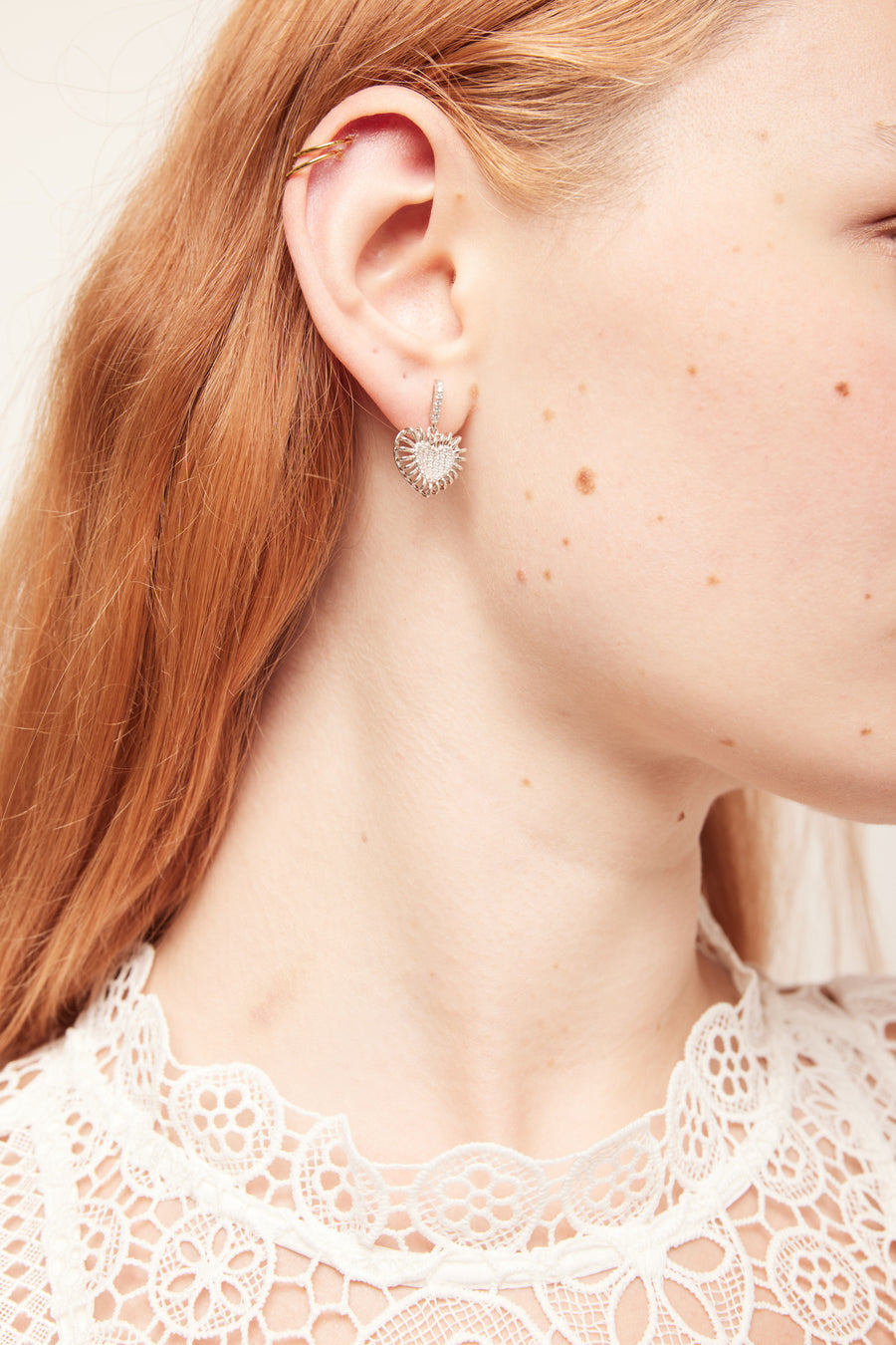 Hollow Pave Crystal Heart Earrings