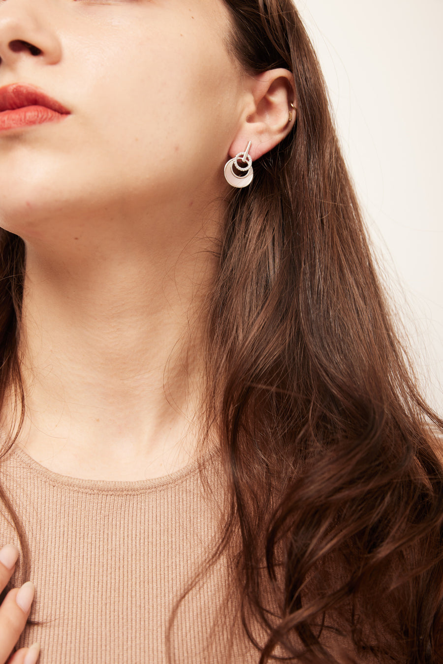 Sterling Silver Mother Of Pearl Pink Round Earrings